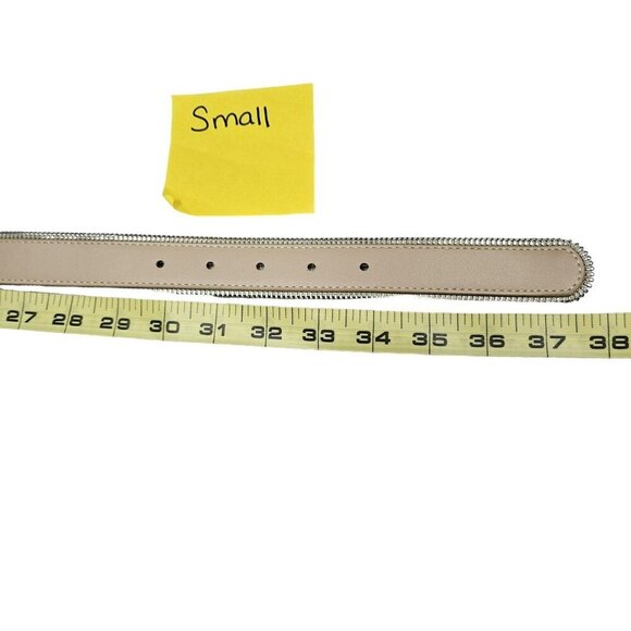 Brand Unknown NWT  Man Made Zipper-Trimmed‎ Tan Synthetic Leather Belt Neutral - Picture 6 of 8